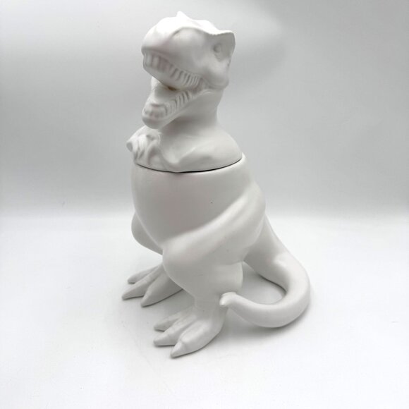 Target Threshold Stoneware White T-Rex Dinosaur Cookie Jar Retired EUC Hard to f